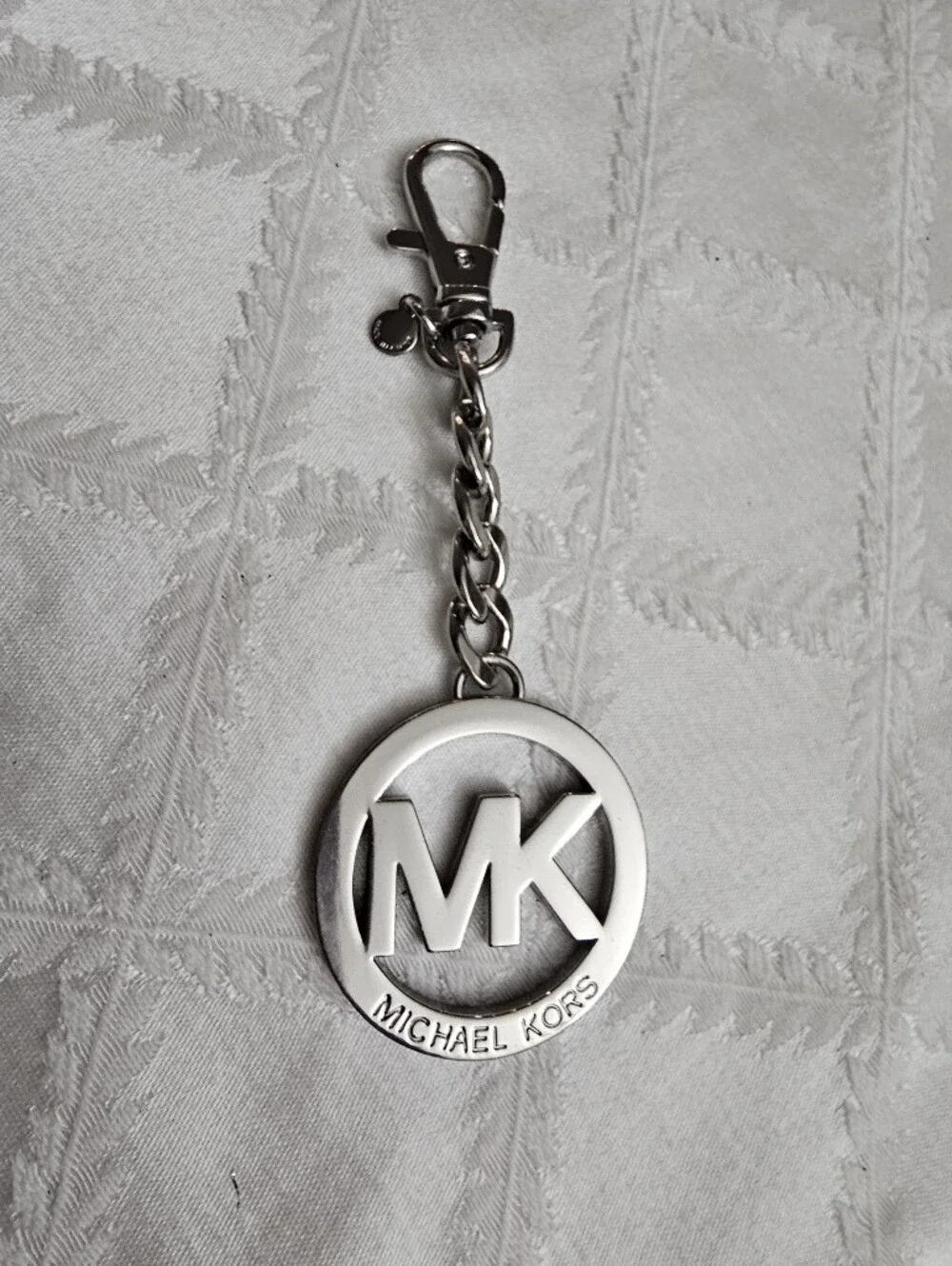 Michael Kors Silver-Tone MK Round Logo Keychain